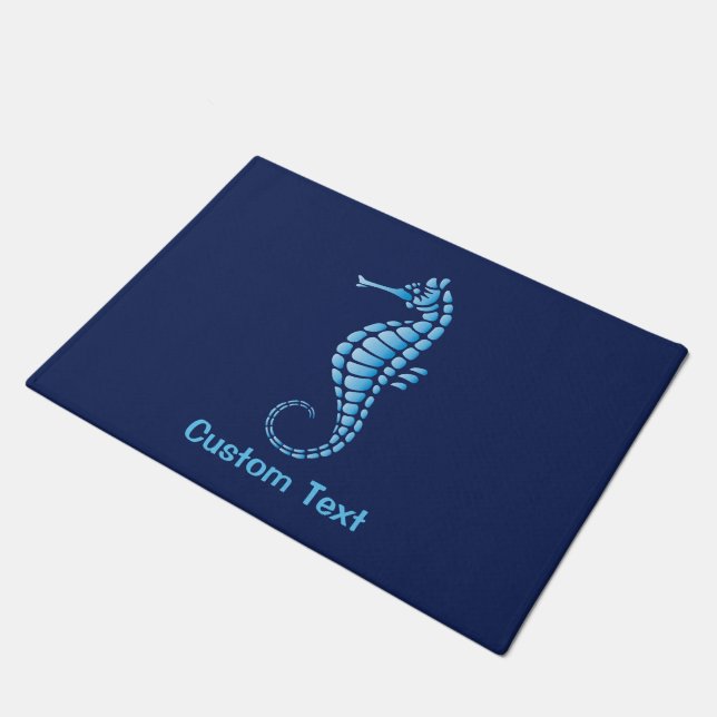 Seahorse Blue Doormat (Angled)