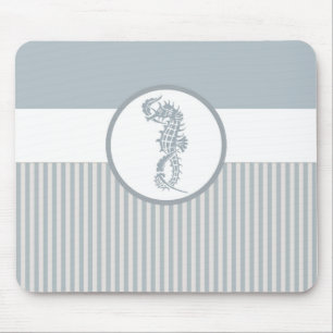 Seahorse Blue Elegant Summer Mouse Pad