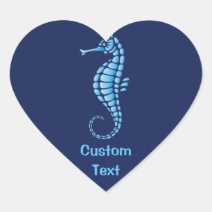 Seahorse Blue Heart Sticker