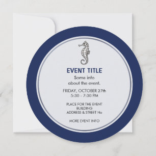 Seahorse Blue Invitation