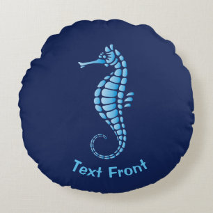 Seahorse Blue Round Cushion