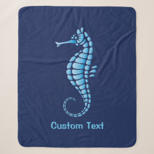 Seahorse Blue Sherpa Blanket