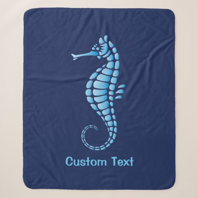 Seahorse Blue Sherpa Blanket (Front)