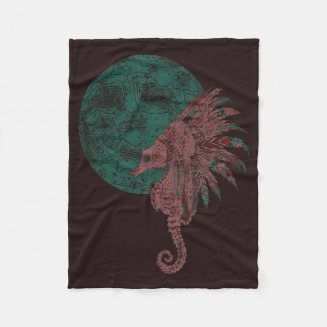 seahorse by the moon fleece blanket (Front)