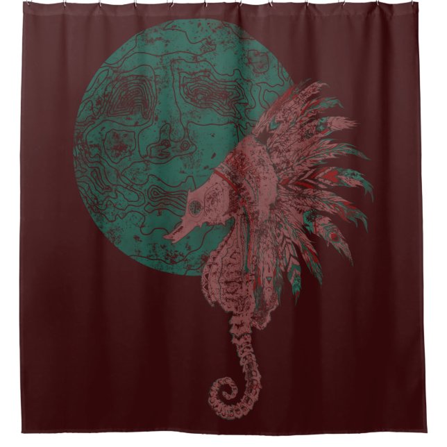 seahorse by the moon shower curtain (Front)