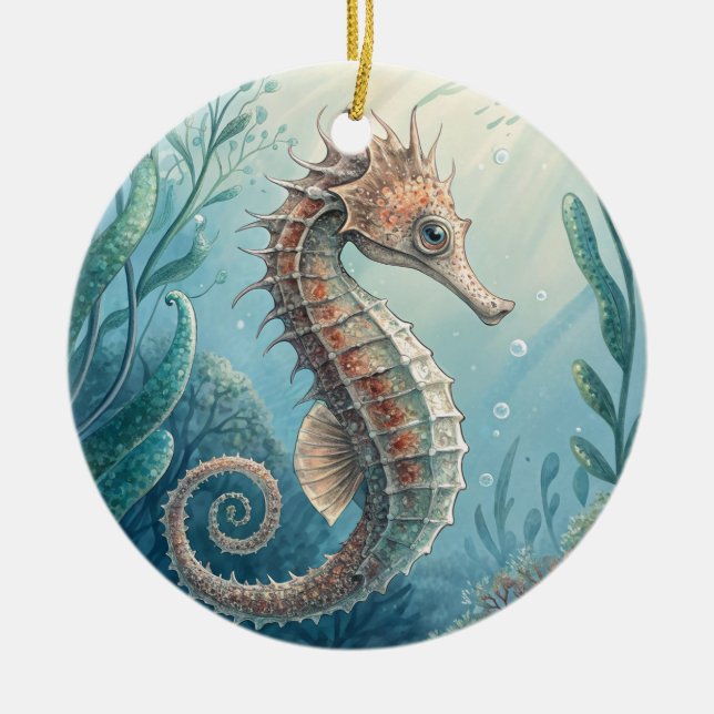 seahorse ceramic tree decoration (Front)