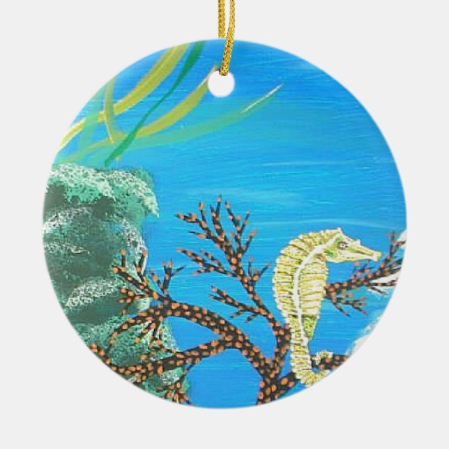Seahorse Ceramic Tree Decoration (Front)