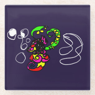 Seahorse colour glass coaster