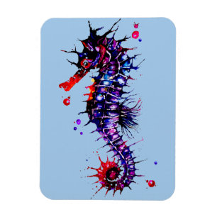 Seahorse Colourful Watercolor Magnet