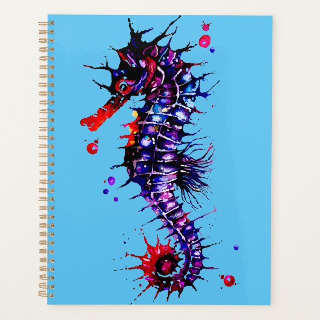 Seahorse Colourful Watercolor Planner (Front)