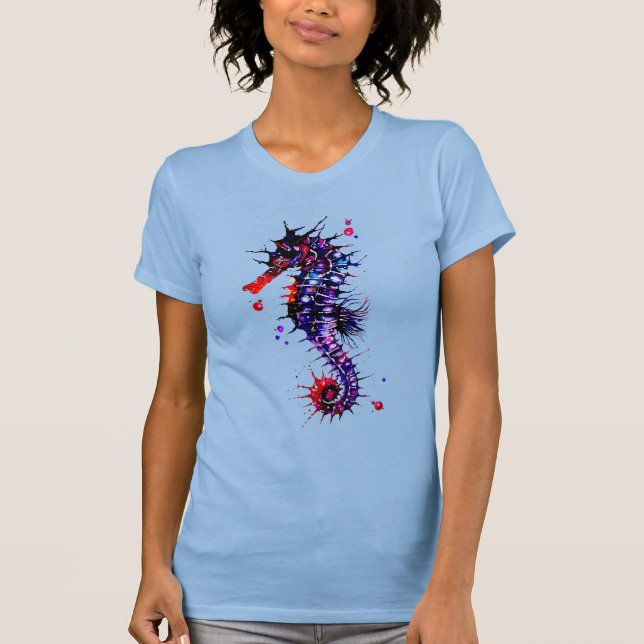 Seahorse Colourful Watercolor T-Shirt (Front)