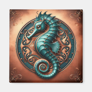 Seahorse Copper and Teal Magnet