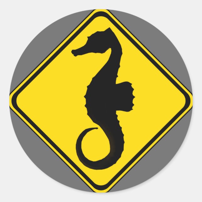 Seahorse Crossing ! Classic Round Sticker (Front)