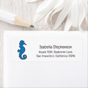 Seahorse Doodle Sketch Minimal Return Address