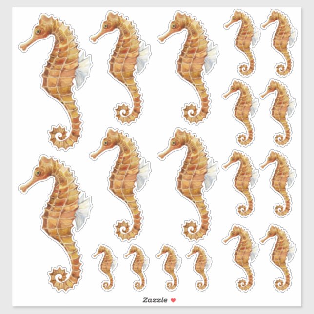 Seahorse Family 18 Watercolor Painted Transparent (Sheet)