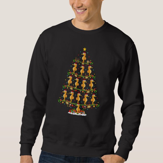 Seahorse Fish  Light Xmas Santa Seahorse Christmas Sweatshirt (Front)