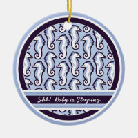 Seahorse Frolic Baby Sleeping Ornament - Blue