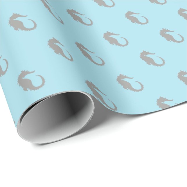 Seahorse Gift Aqua Beach Wrapping Paper (Roll Corner)