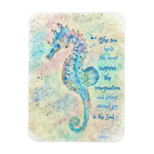Seahorse Greeting Card Customizable art painting Magnet