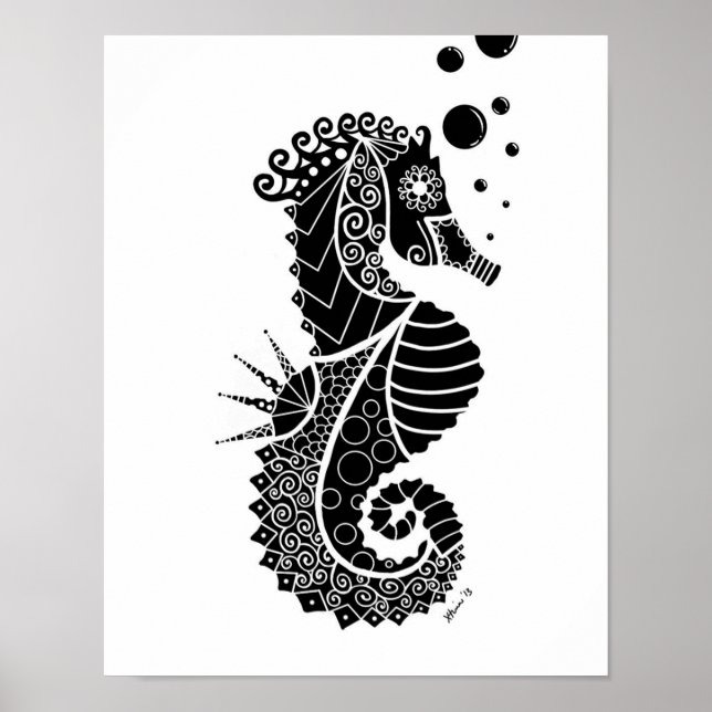 Seahorse Illustration Poster (Front)