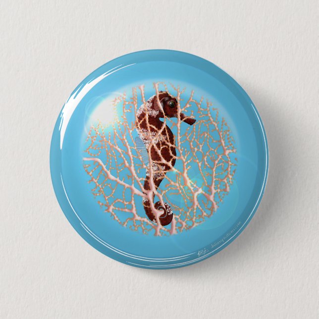 Seahorse In A Bubble 6 Cm Round Badge (Front)