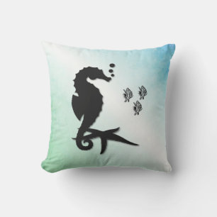 Seahorse Into the Green Cushion