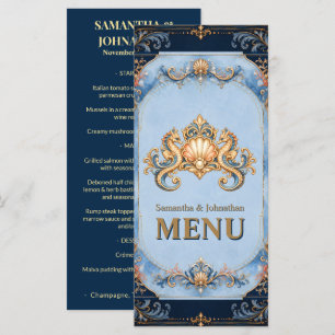 Seahorse luxury beach menu vintage shell