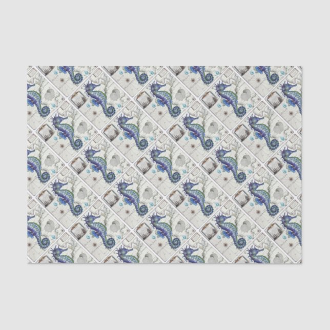 seahorse map vintage tissue paper (Front)