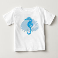 Seahorse marine life brush paint