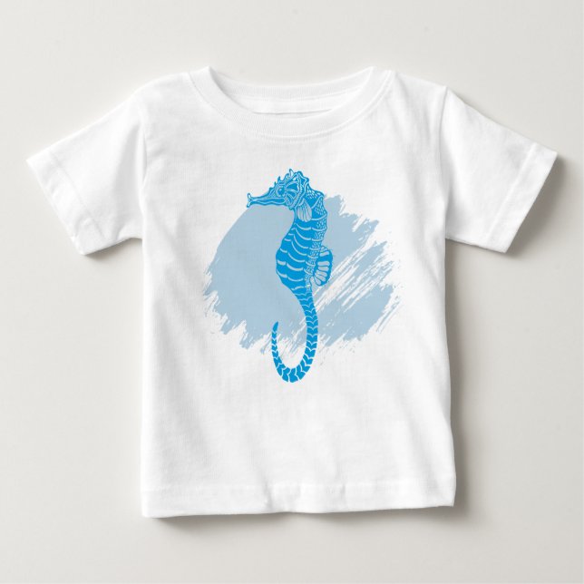 Seahorse marine life brush paint baby T-Shirt (Front)