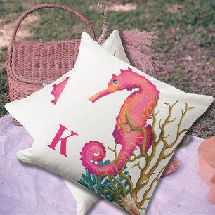 Seahorse Marine Pink Coastal Cushion