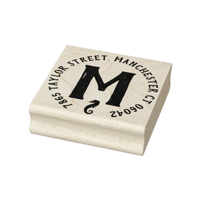 Seahorse Monogram Return Address Rubber Stamp (Stamp)
