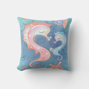 Seahorse Mum And Baby Gift For Kids Cushion