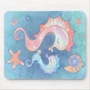 Seahorse Mum And Baby Gift For Kids Mouse Pad