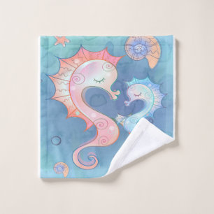 Seahorse Mum And Baby Gift For Kids Wash Cloth