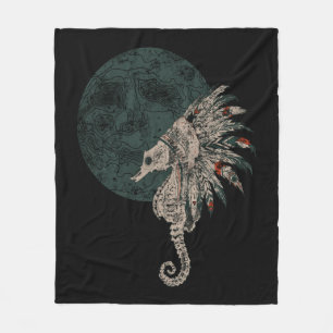 seahorse native night fleece blanket