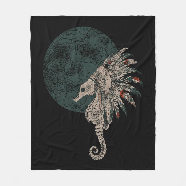 seahorse native night fleece blanket (Front)