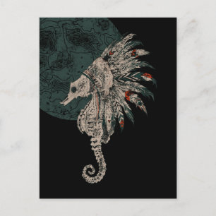 seahorse native night postcard