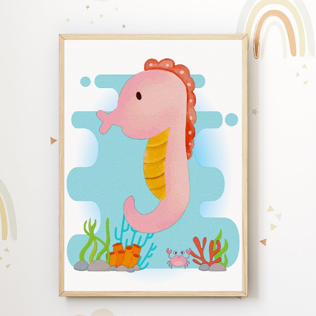Seahorse Nursery Print Animal Kids Room Poster (Creator Uploaded)