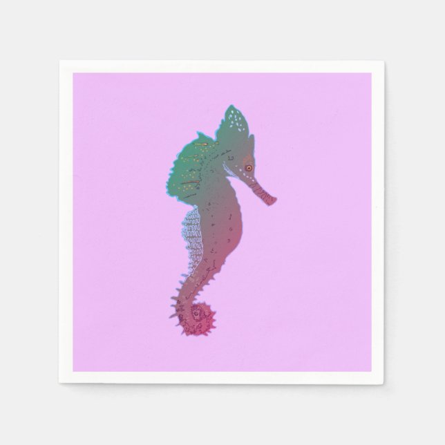 Seahorse, Ocean Life ,Vector Art  Cocktail Napkin (Front)