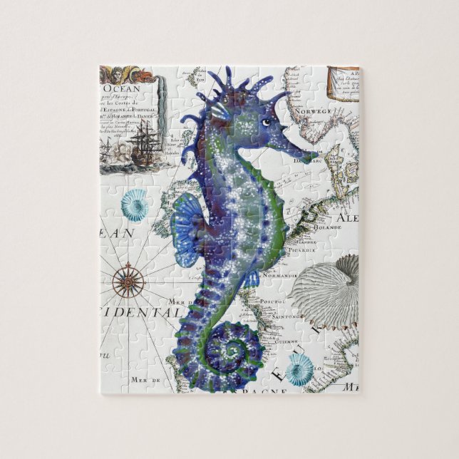 Seahorse Old Map Jigsaw Puzzle (Vertical)