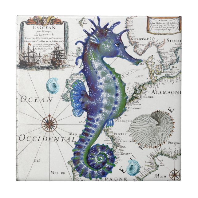 Seahorse Old Map Tile (Front)