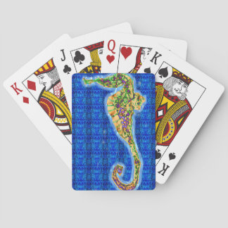 Seahorse on Blue Pattern Playing Cards
