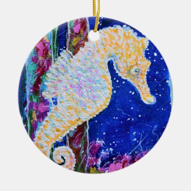 Seahorse Painting Ceramic Tree Decoration (Front)