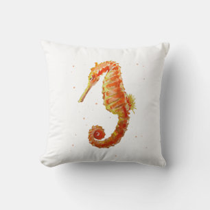 Seahorse Painting Under the Sea Throw Pillow