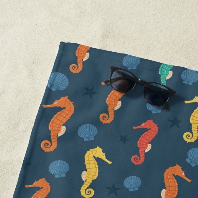 Seahorse Pattern Beach Towel (In Situ)