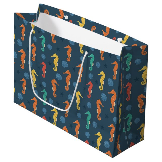 Seahorse Pattern Large Gift Bag (Front Angled)