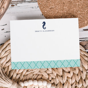 Seahorse Personalised Stationery Flat Cards