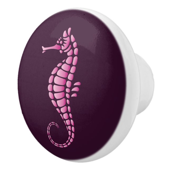 Seahorse Pink Ceramic Knob (Right)