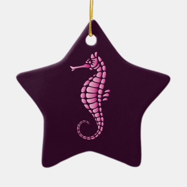 Seahorse Pink Ceramic Tree Decoration (Front)
